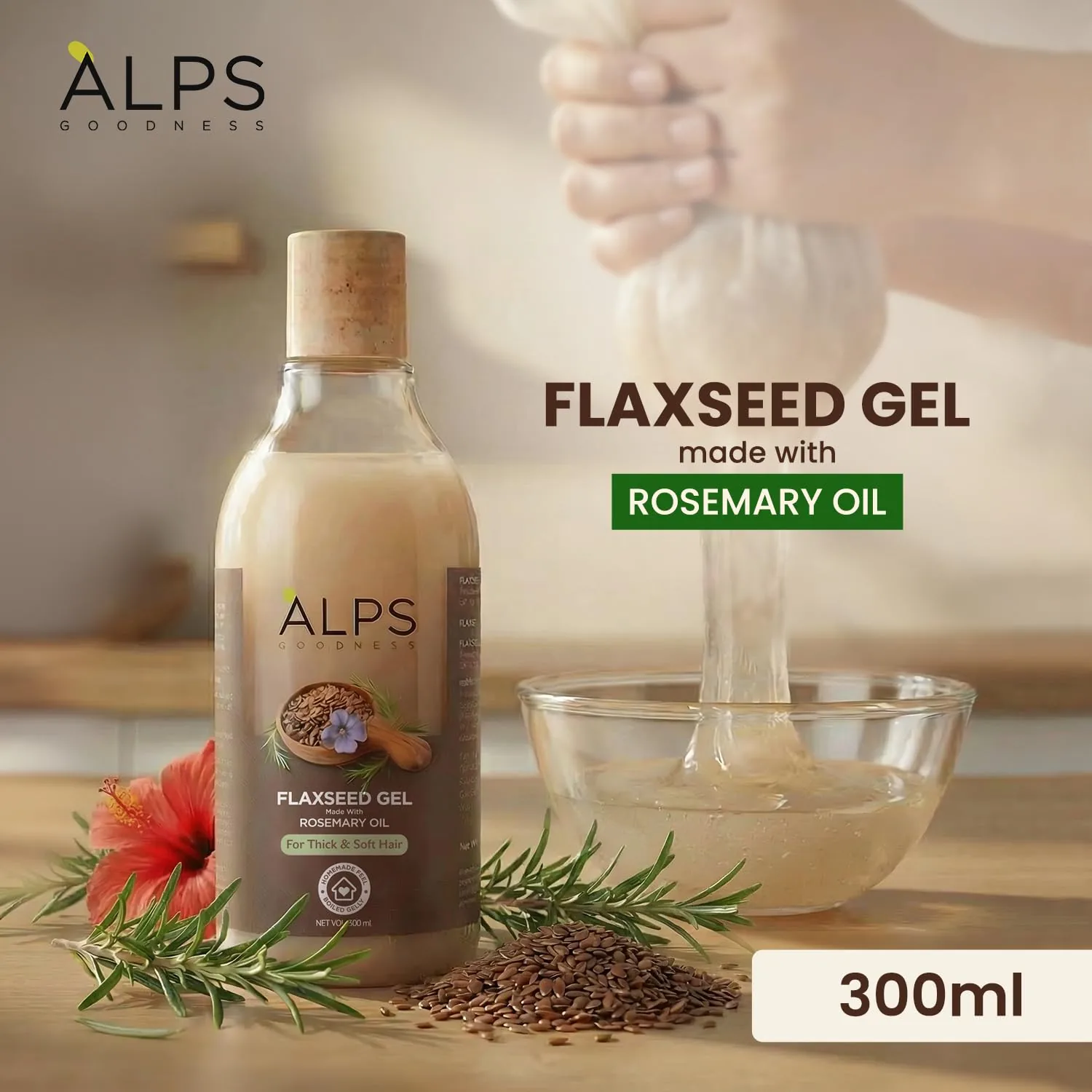 Alps Goodness Rosemary, Hibiscus & Flaxseed Hair Gel, 300ml-2