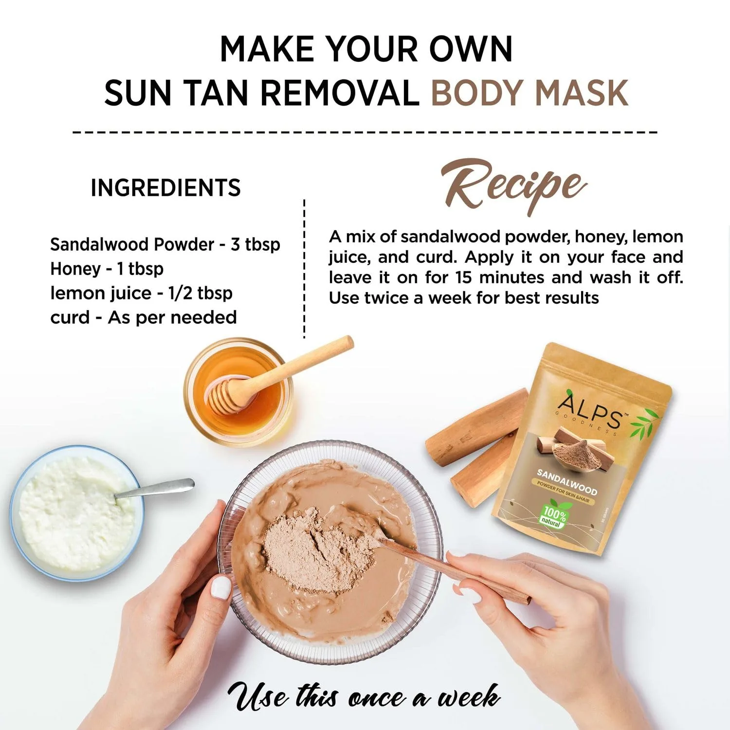 Alps Goodness Sandalwood Powder | Ayurvedic Face Mask | Natural Skin Brightening & Cooling-5