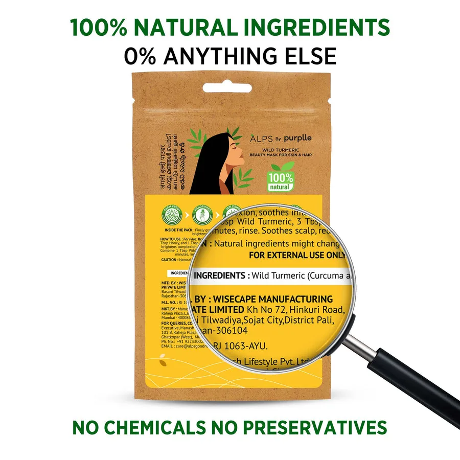 Alps Goodness Wild Turmeric Powder | Kasturi Haldi Face Mask | Stain-Free Natural Glow-1