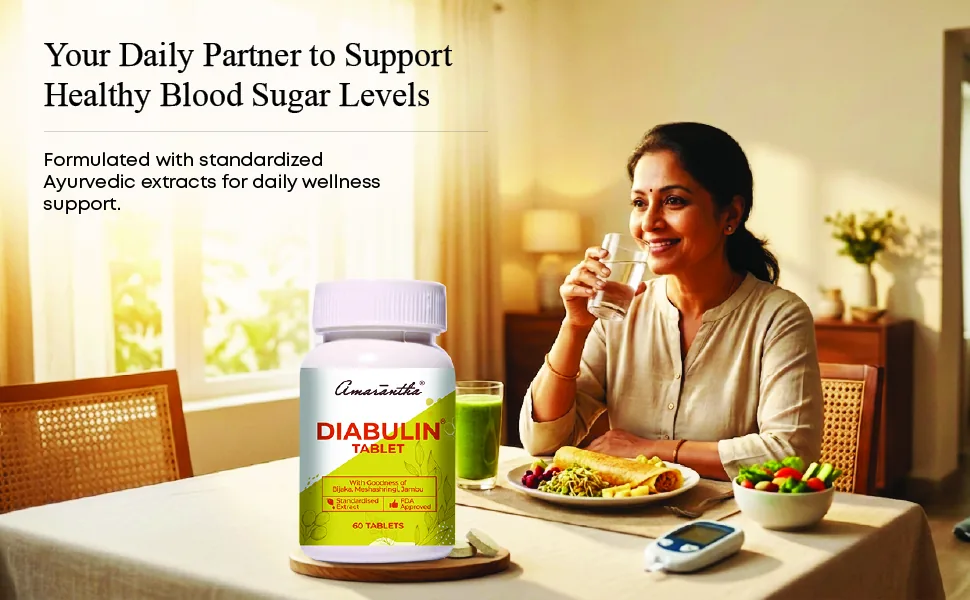 Amarantha Ayurvedic Diabulin Tablet | Natural Blood Sugar Support | Herbal Metabolic Wellness Formula-4