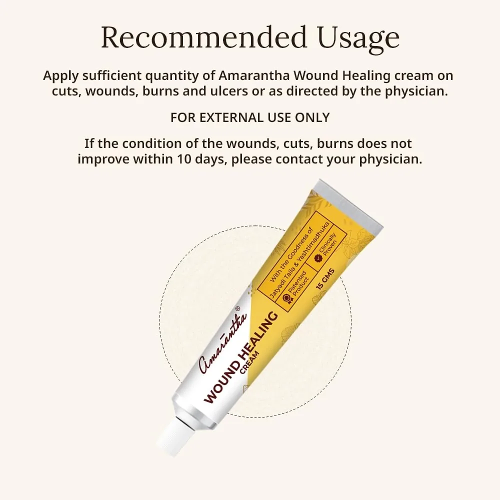 Amarantha Ayurvedic Wound Healing Cream | Herbal Skin Repair Ointment | Natural Care for Cuts, Burns & Minor Wounds-3