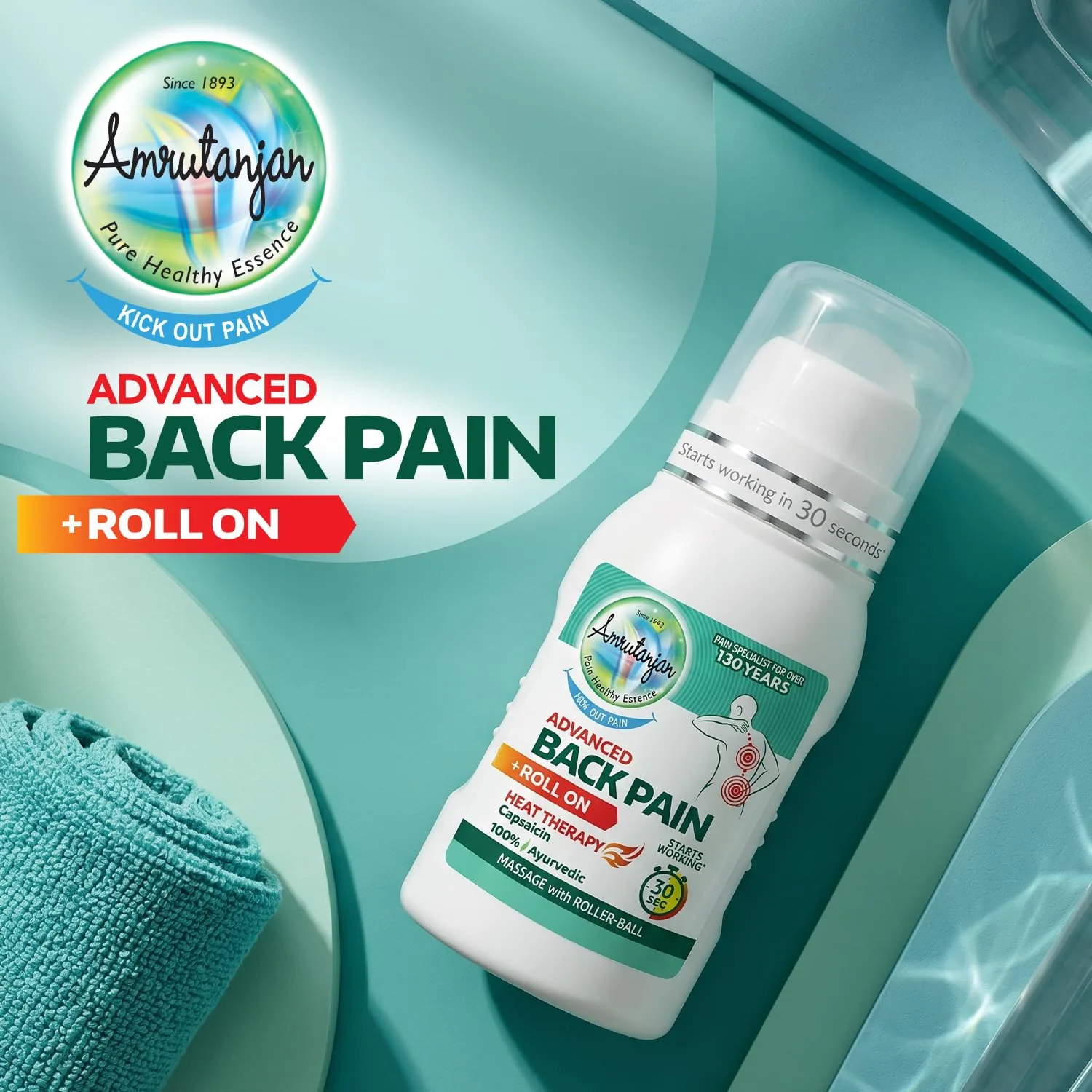 Amrutanjan Back Pain Roll On | Ayurvedic Hot Action Formula | Hands-Free Relief-2