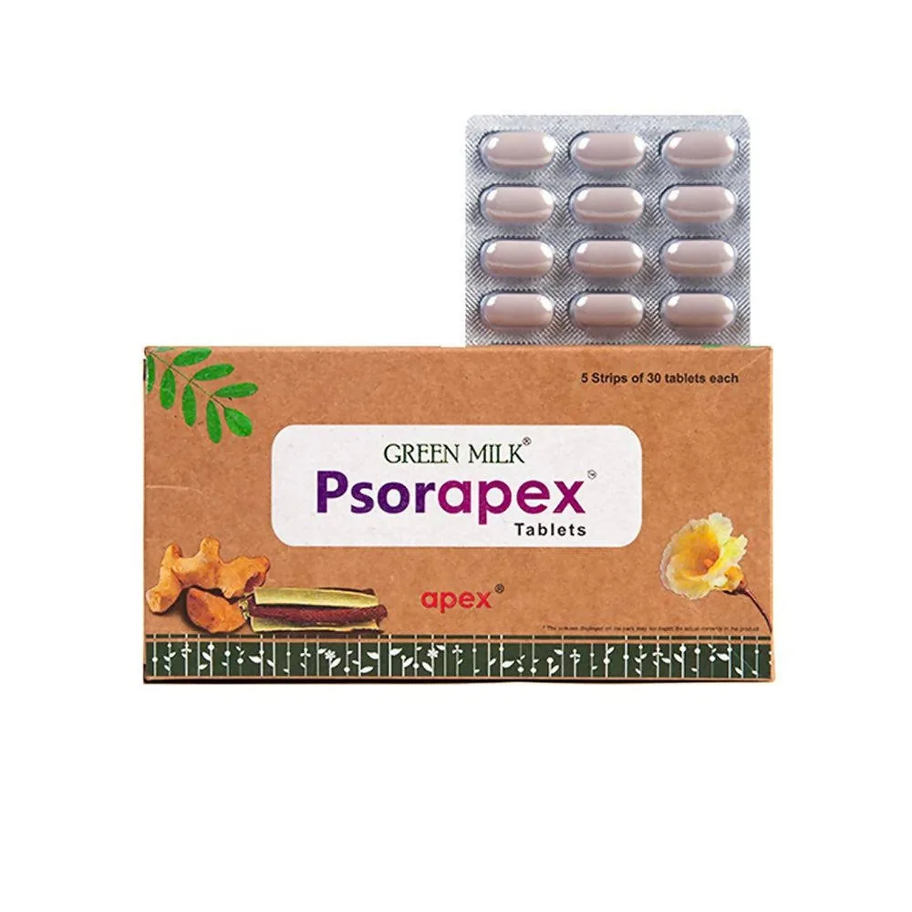 Apex Ayurvedic Green Milk Psorapex Tablets | Herbal Skin Wellness Formula | Natural Relief for Itching & Scaling-3