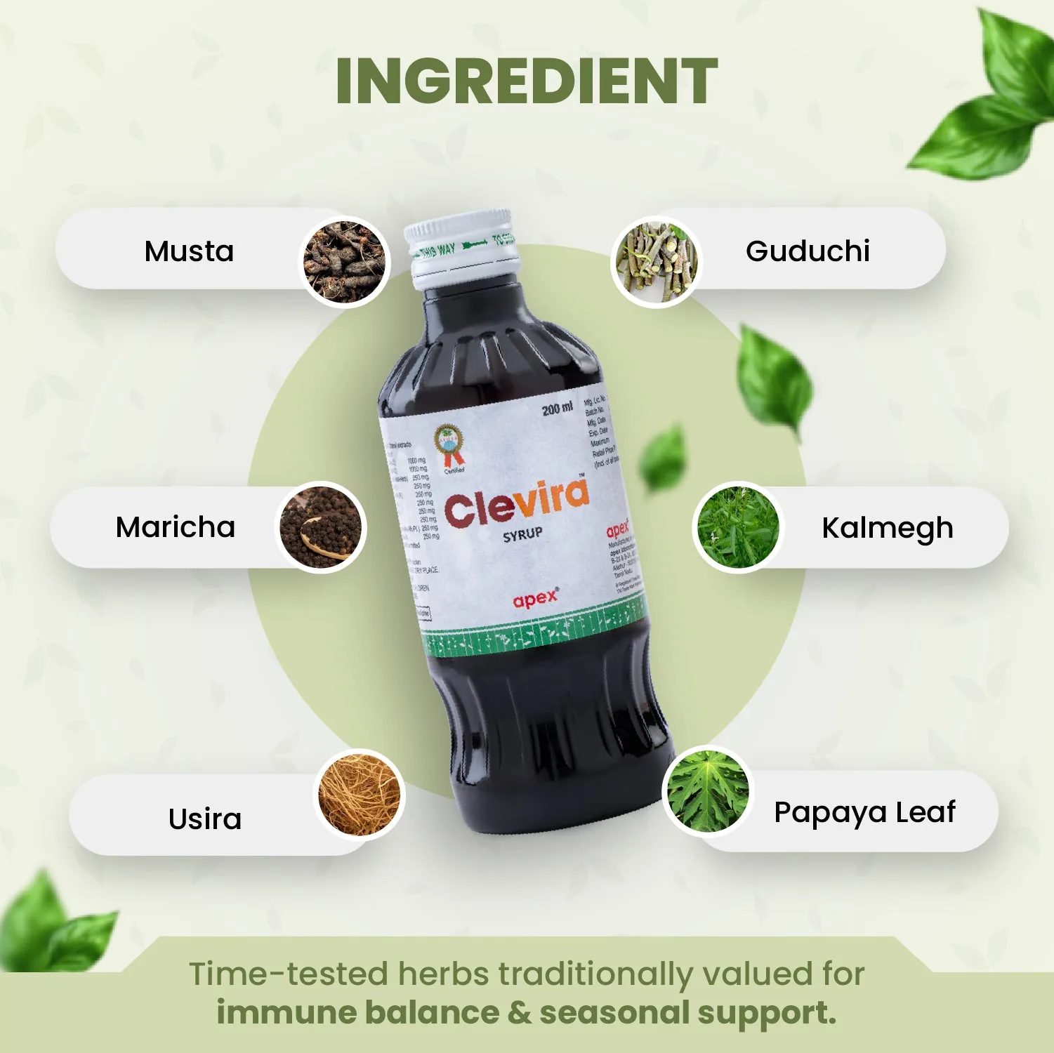 Apex Clevira Syrup | Ayurvedic Immunity Booster | Natural Antiviral and Antioxidant Support-2