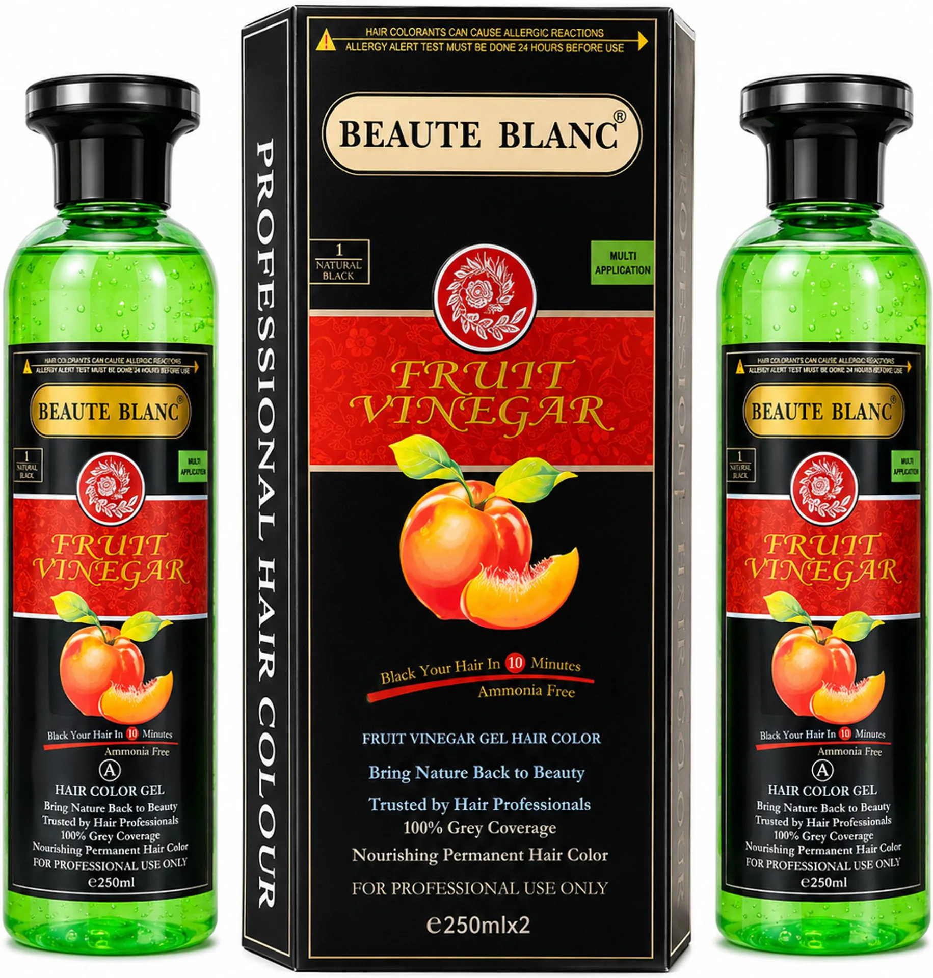 Aravli Beaute Blanc Fruit Vinegar Gel Hair Color - Natural Black | Damage-Repair Hair Dye | Gentle Gray Coverage-2