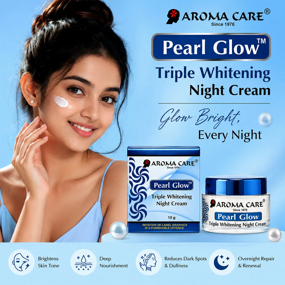 Aroma Care Pearl Glow Triple Whitening Night Cream | Radiance Restoring Night Moisturizer | Dark Spot & Blemish Care-2