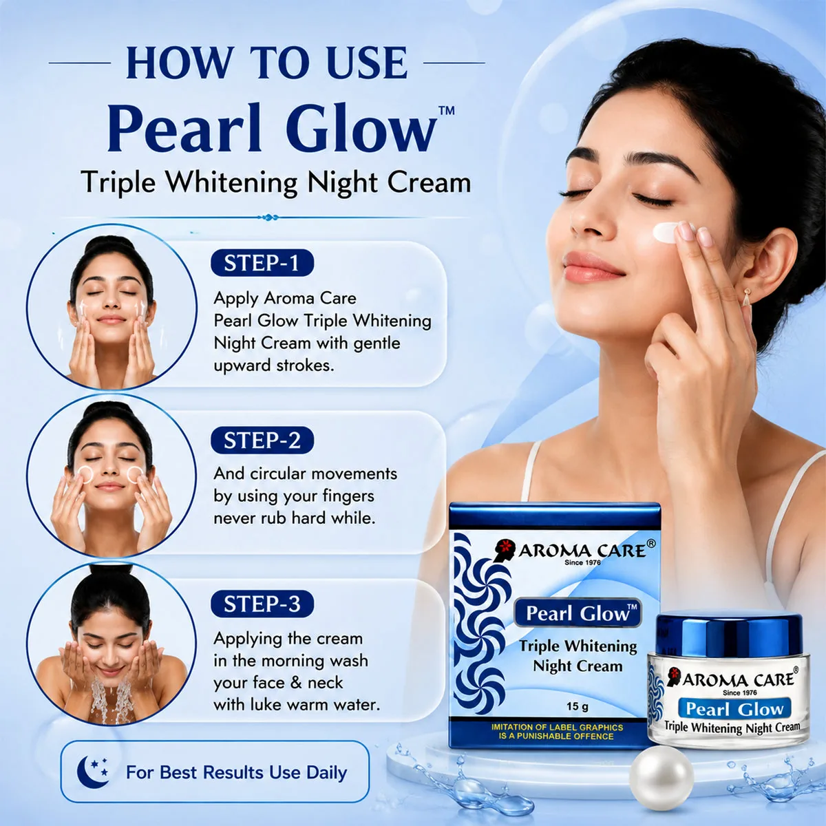 Aroma Care Pearl Glow Triple Whitening Night Cream | Radiance Restoring Night Moisturizer | Dark Spot & Blemish Care-4