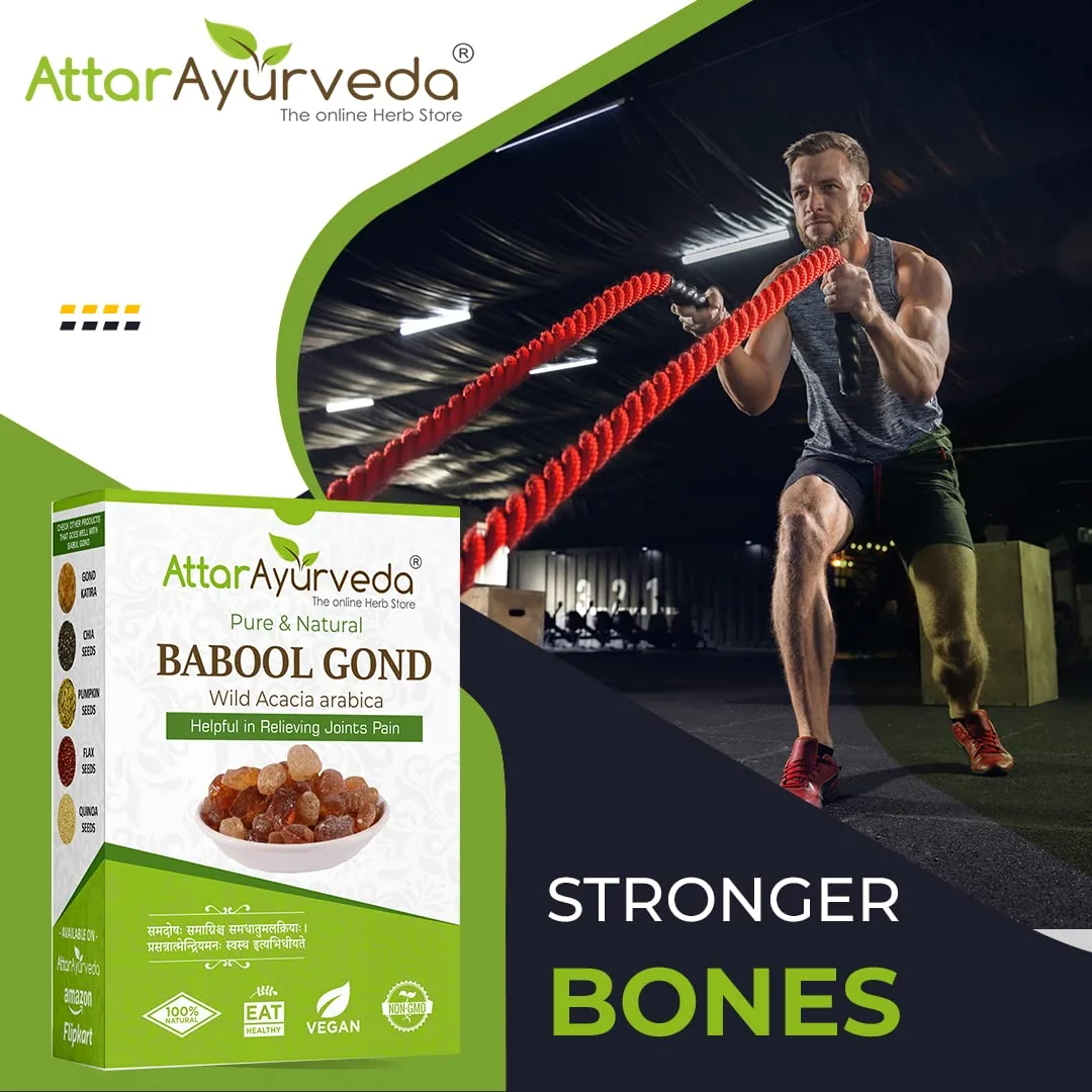 Attar Ayurveda Babool Gond | Natural Edible Gum | Pure Acacia Arabica Resin for Joint Health and Traditional Ladoos-4