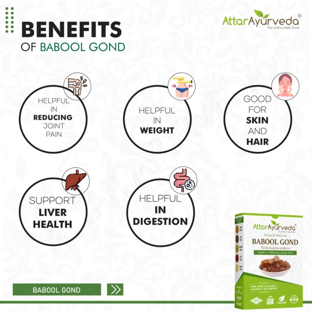 Attar Ayurveda Babool Gond | Natural Edible Gum | Pure Acacia Arabica Resin for Joint Health and Traditional Ladoos-5