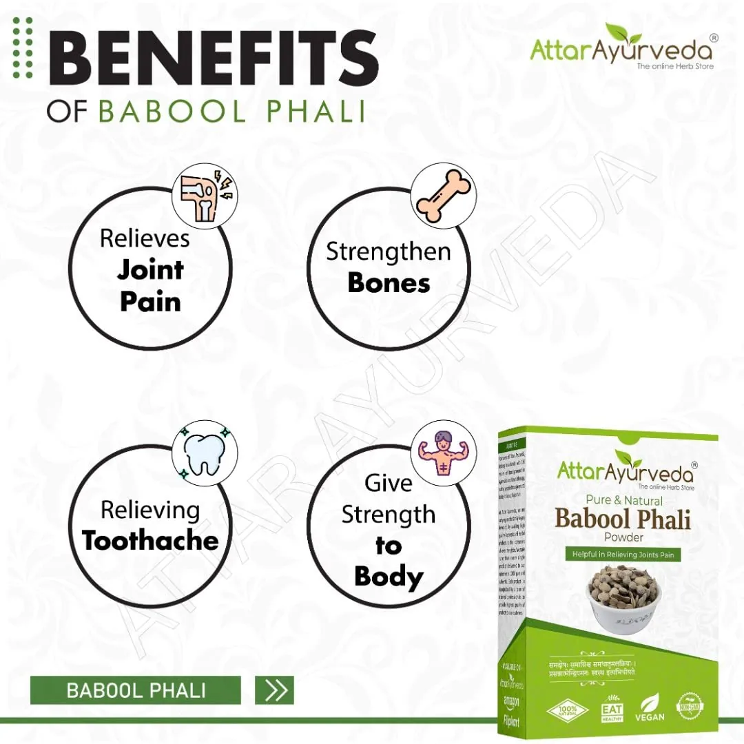 Attar Ayurveda Babool Phali Powder | Pure Acacia Nilotica Pods | Natural Joint and Bone Support-4