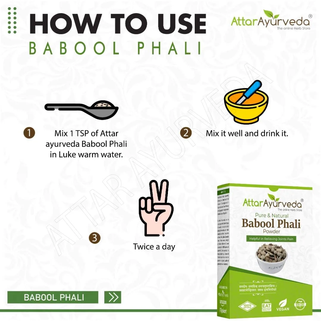 Attar Ayurveda Babool Phali Powder | Pure Acacia Nilotica Pods | Natural Joint and Bone Support-5