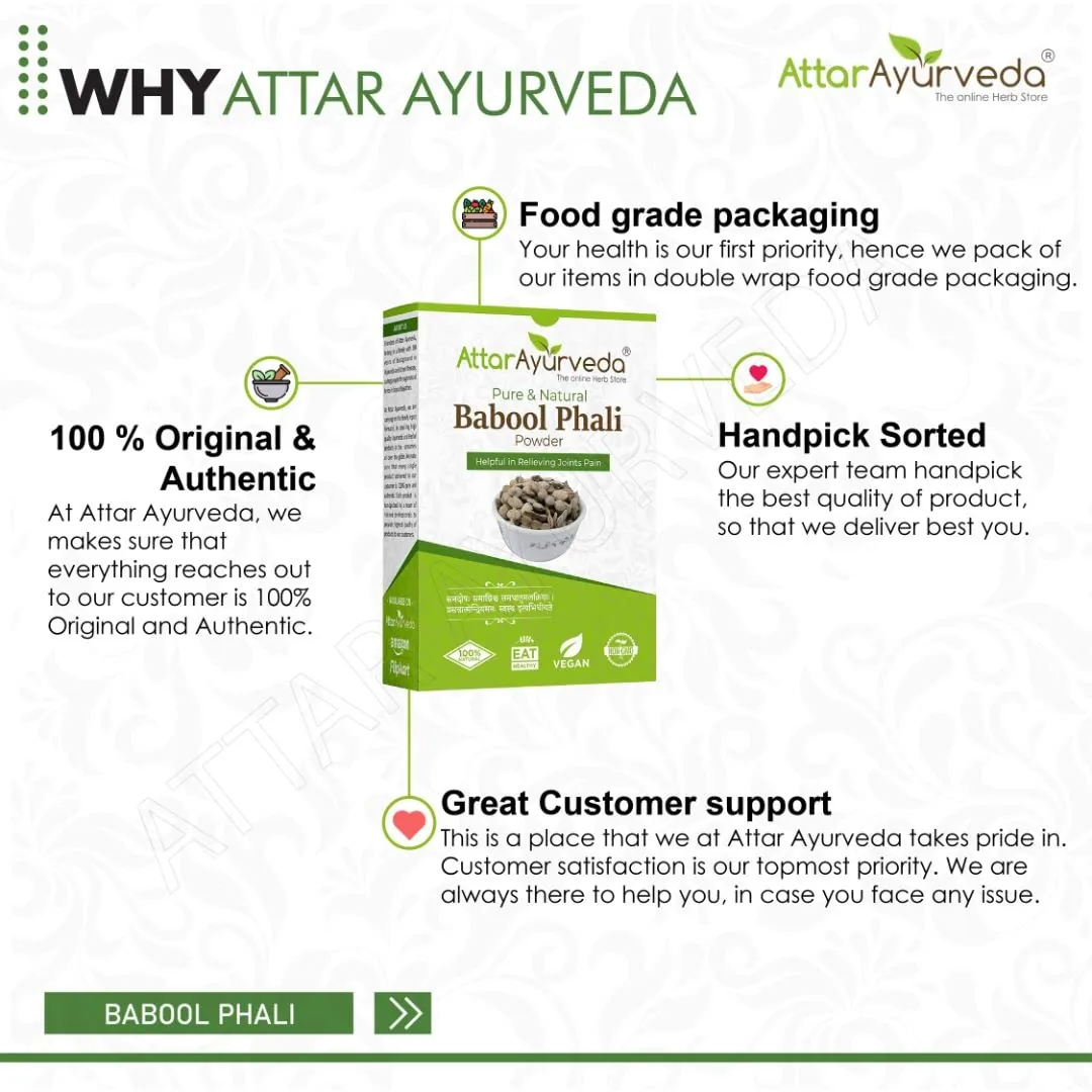 Attar Ayurveda Babool Phali Powder | Pure Acacia Nilotica Pods | Natural Joint and Bone Support-6