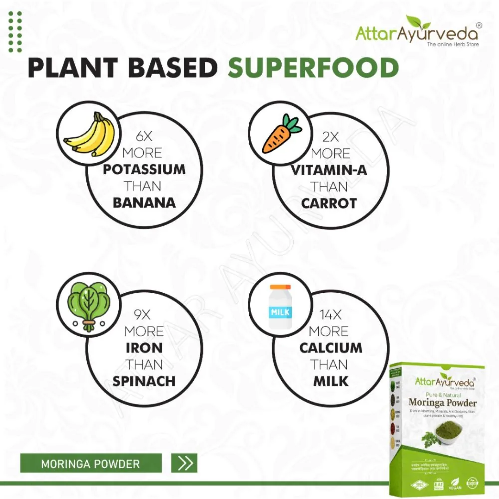 Attar Ayurveda Moringa Powder | Pure Drumstick Leaf Superfood | Natural Immunity and Energy Booster-3