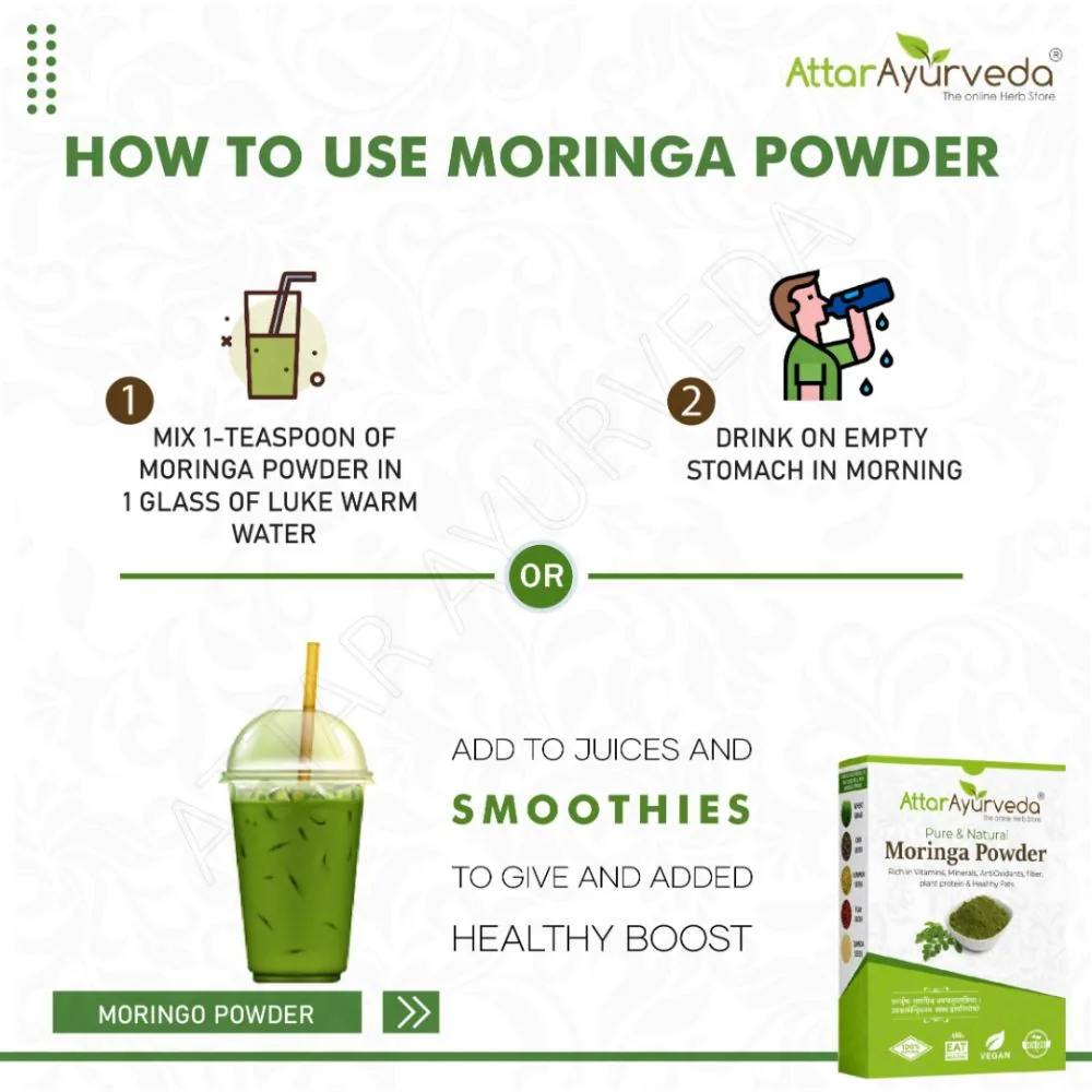 Attar Ayurveda Moringa Powder | Pure Drumstick Leaf Superfood | Natural Immunity and Energy Booster-5