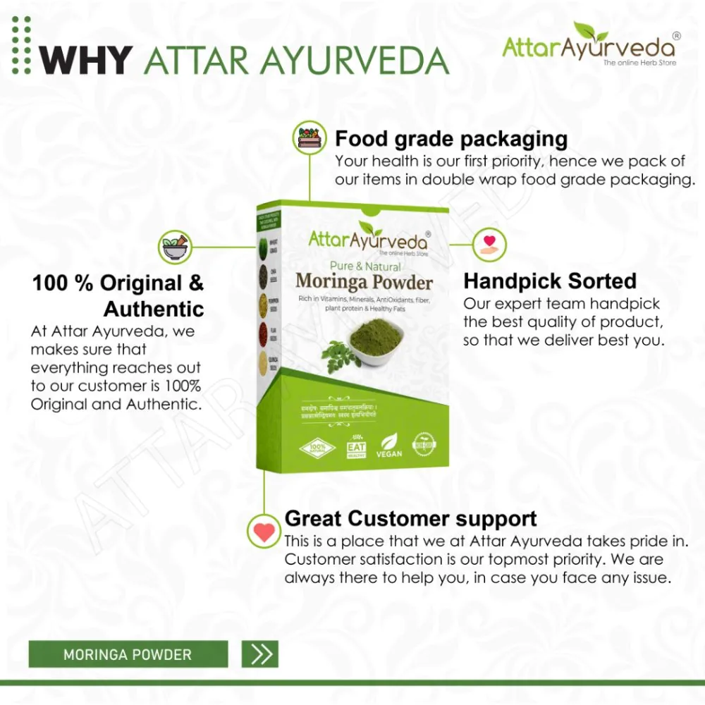 Attar Ayurveda Moringa Powder | Pure Drumstick Leaf Superfood | Natural Immunity and Energy Booster-7