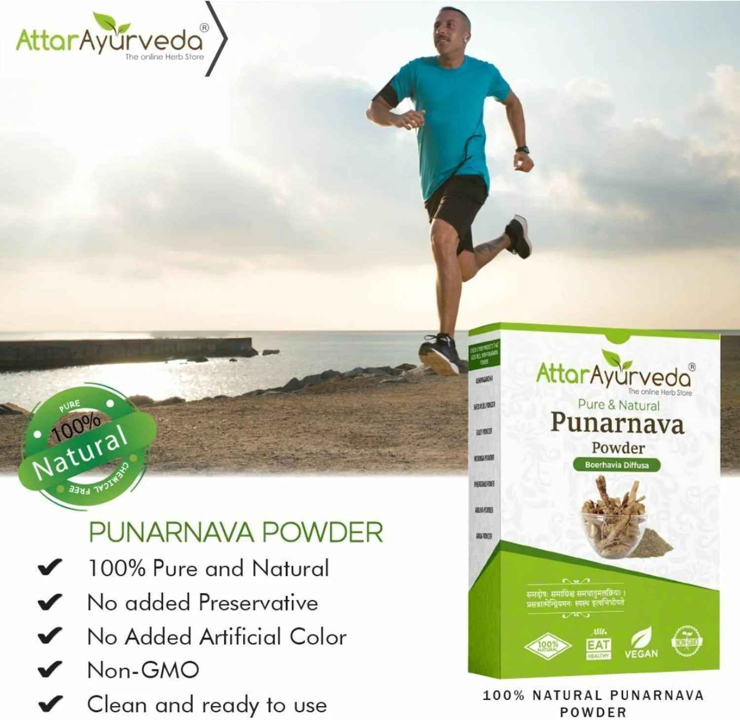 Attar Ayurveda Punarnava Powder | Pure Boerhavia Diffusa | Natural Kidney & Fluid Balance Support-3