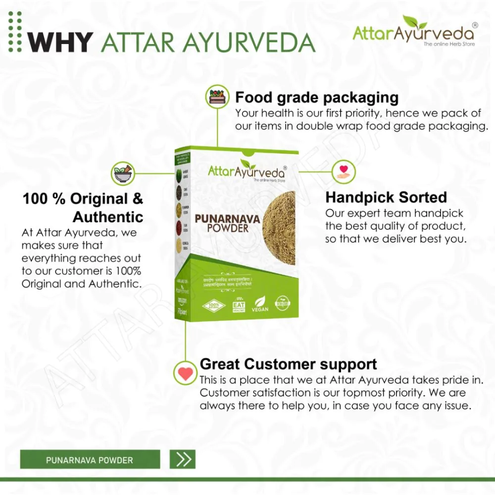 Attar Ayurveda Punarnava Powder | Pure Boerhavia Diffusa | Natural Kidney & Fluid Balance Support-8