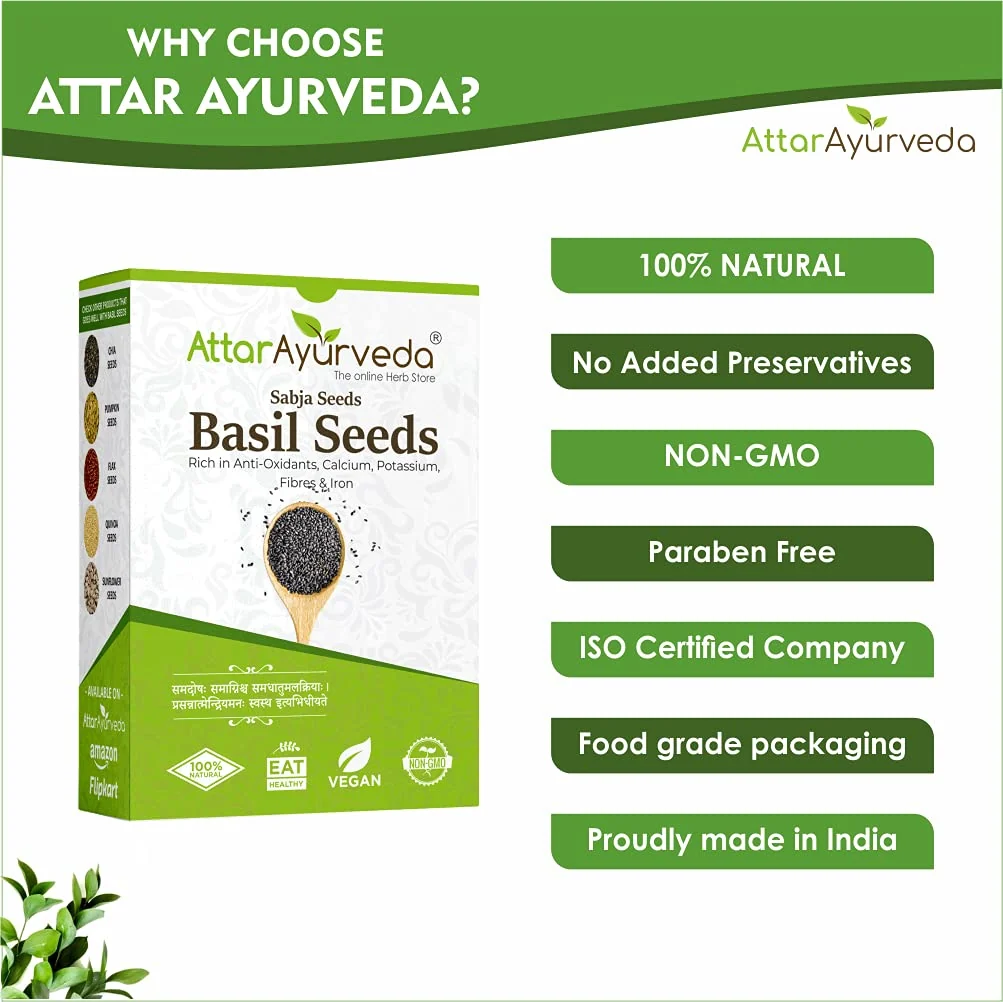 Attar Ayurveda Sabja Basil Seeds | Natural Body Coolant | Pure Tukmaria Seeds for Wellness-3