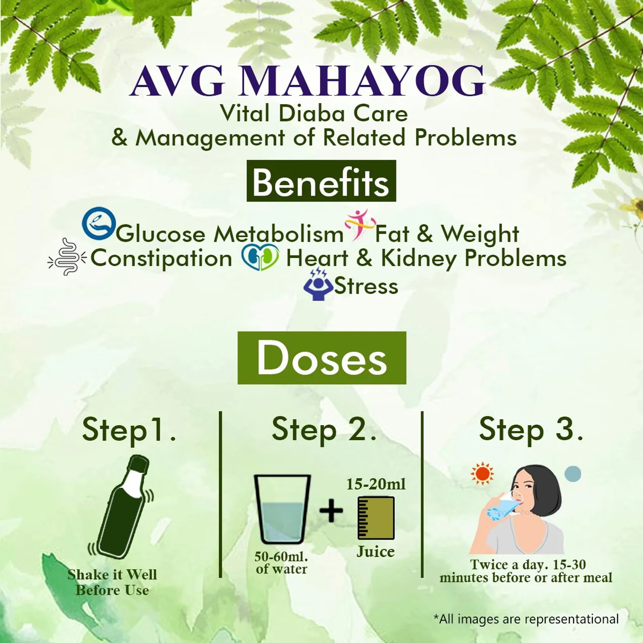 AVG Health Organics Mahayog, Vital Diaba Care Juice | Ayurvedic Herbal Blend | Natural Glucose Support & Vitality Boost-3
