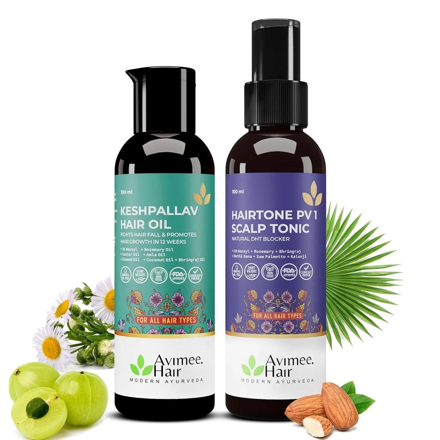 Avimee Herbal Keshpallav Hair Oil & Hairtone PV 1 Scalp Spray Combo Avimee Herbal Keshpallav Hair Oil & Hairtone PV 1 Scalp Spray Combo-Pack Size-200 ml