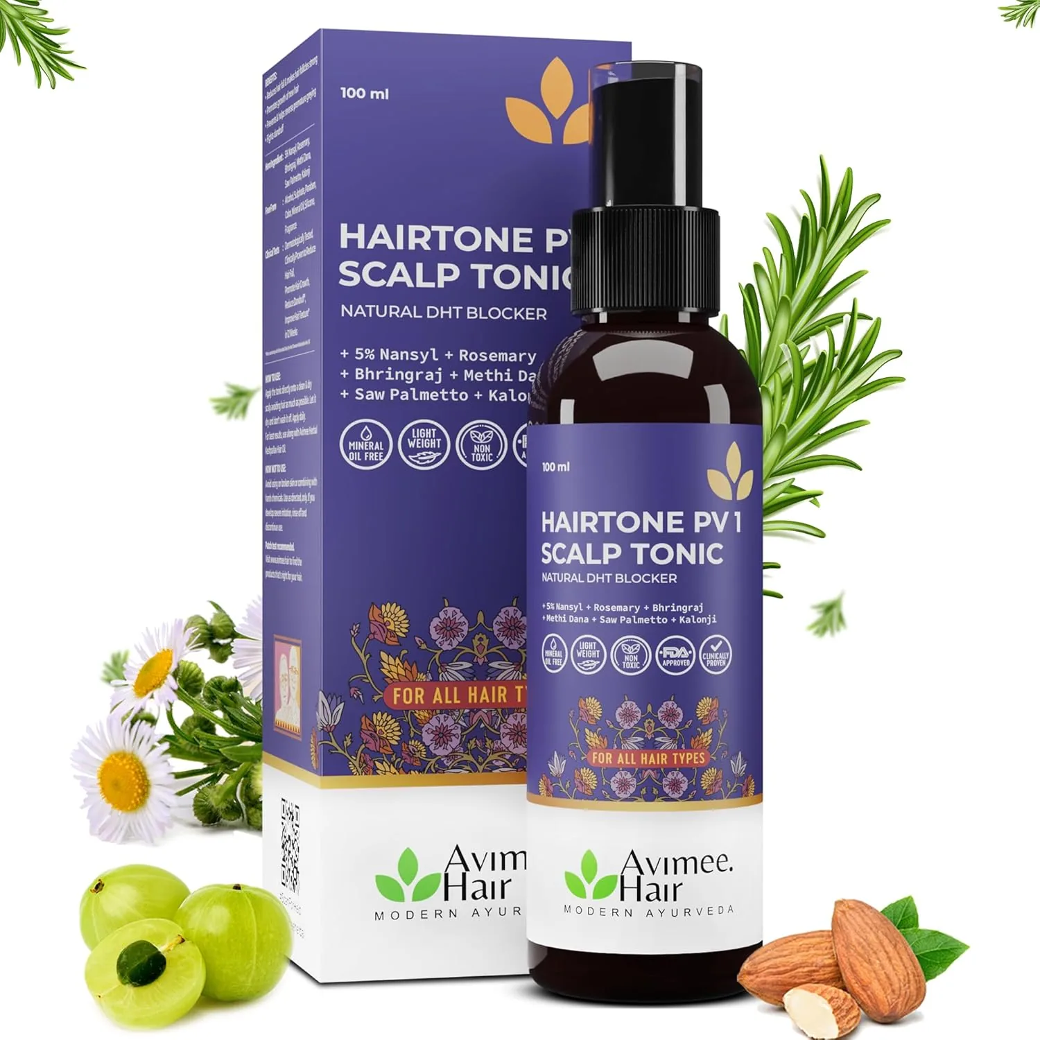 Avimee Herbal Keshpallav Hair Oil & Hairtone PV 1 Scalp Spray Combo-2