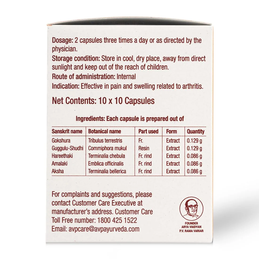 AVP Ayurveda Arthrojith Capsules | Herbal Joint Support | Vata Balancing Formula-3