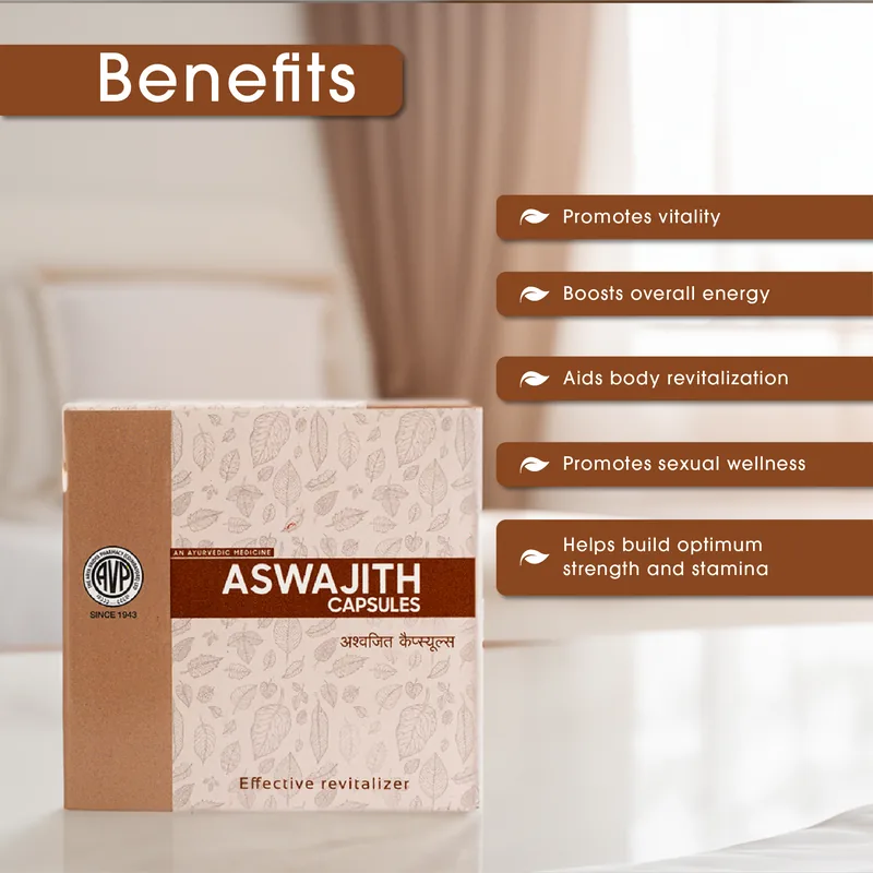 AVP Ayurveda Aswajith Capsules | Natural Revitalizer & Energy Supplement | Ashwagandha & Shilajit Formula-4