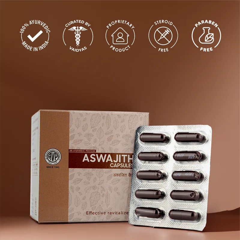 AVP Ayurveda Aswajith Capsules | Natural Revitalizer & Energy Supplement | Ashwagandha & Shilajit Formula-5