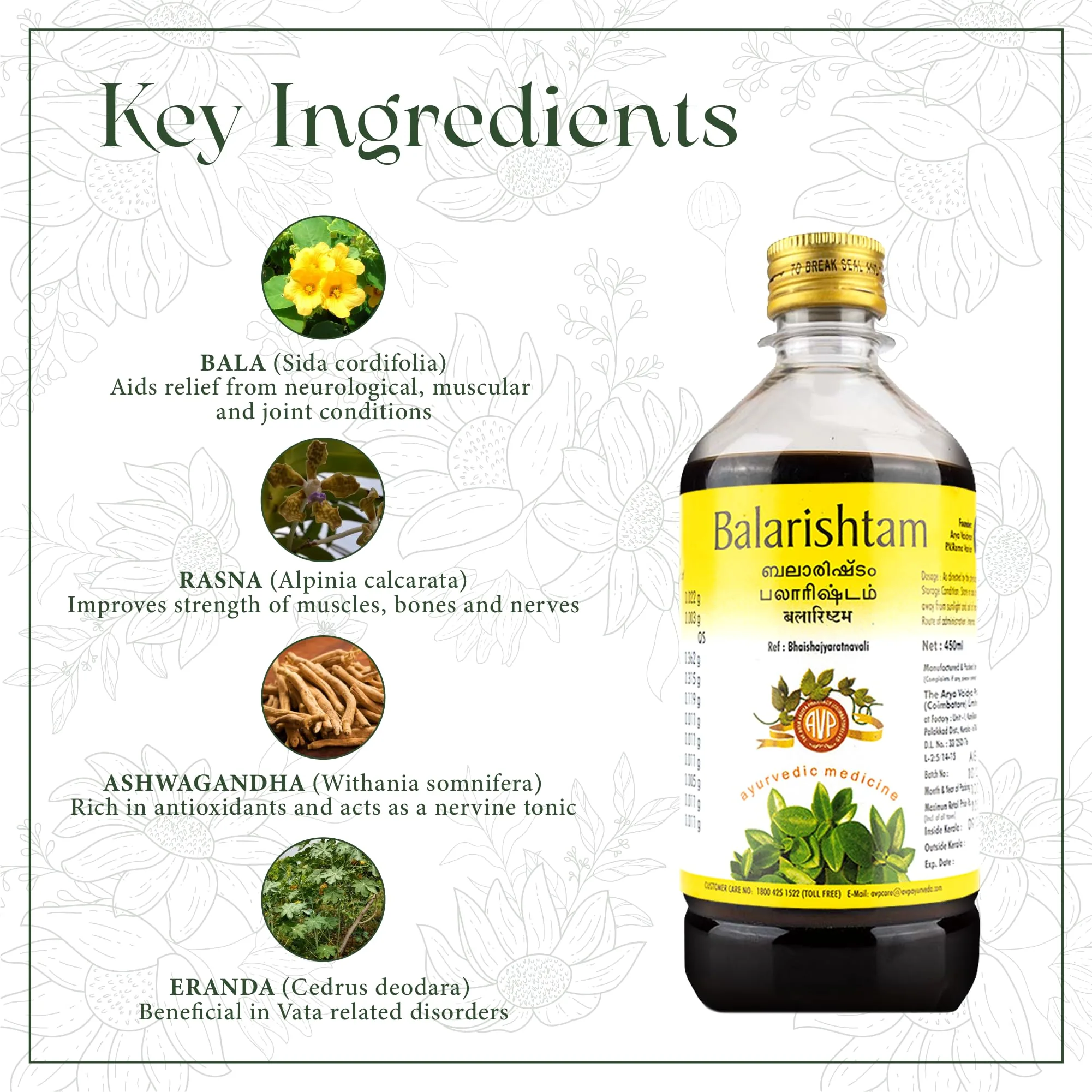 AVP Ayurveda Balarishtam | Classical Nervine Tonic | Musculoskeletal & Joint Support-2