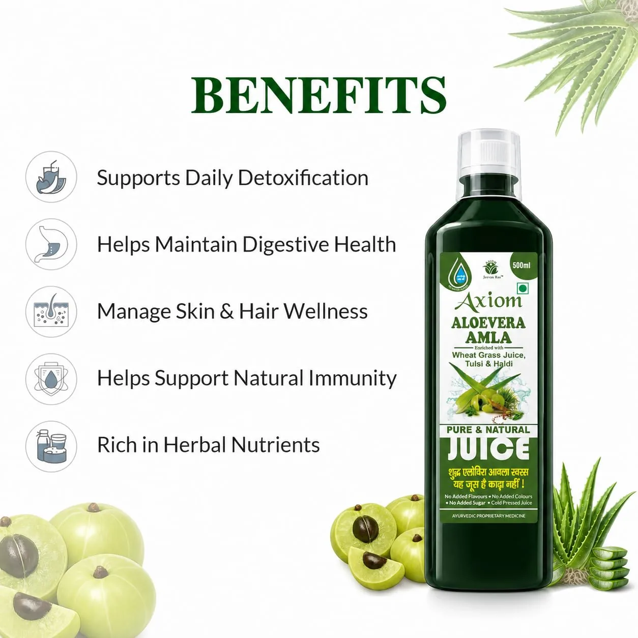 Axiom Amla Juice | Cold-Pressed Ayurvedic Wild Gooseberry Swaras | Natural Vitamin C & Immunity Support-2