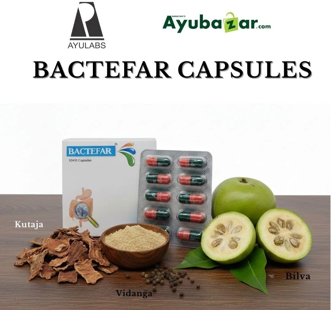 Ayulabs Ayurveda Bactefar Capsules | Herbal Digestive Support | Natural Gut Health Formula-5