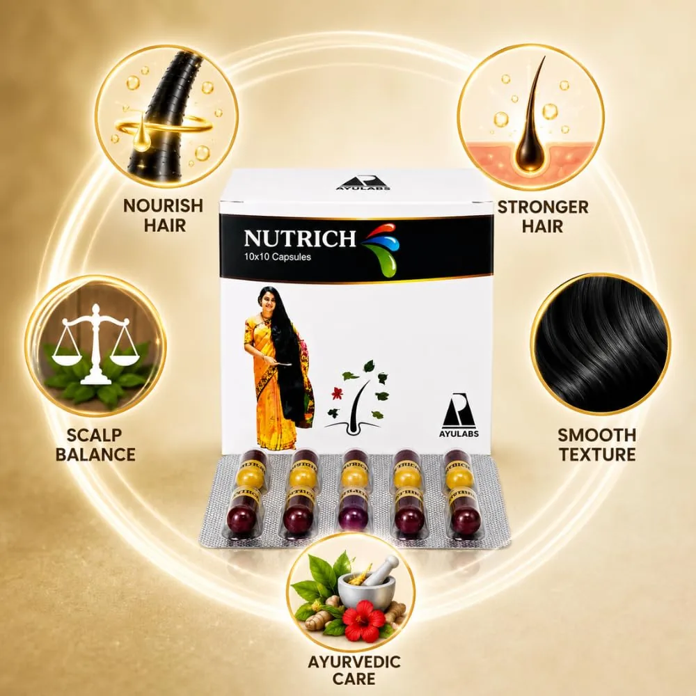 Ayulabs Ayurveda Nutrich Capsules | Natural Hair Nourishment Supplement | Scalp and Follicle Support-4