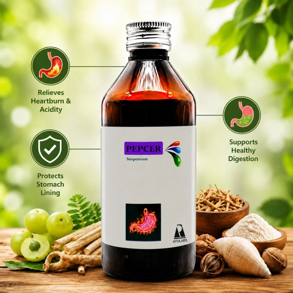 Ayulabs Ayurveda Pepcer Suspension Syrup | Natural Ayurvedic Antacid | Soothing Gastric & Acidity Relief-2