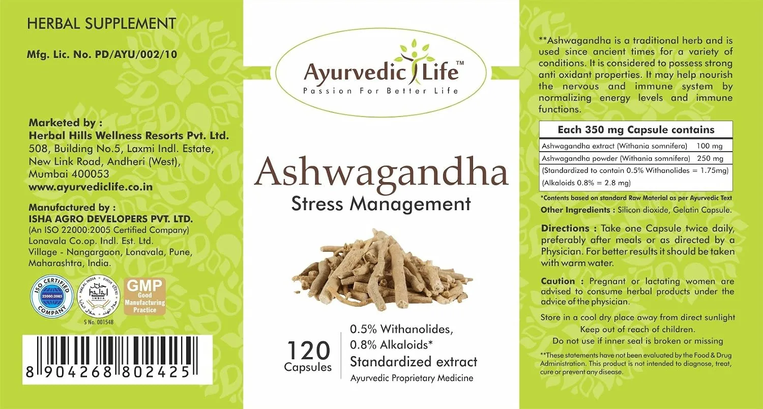 Ayurvedic Life Ashwagandha Capsules | Natural Adaptogen Supplement | Stress Relief & Vitality Support-2