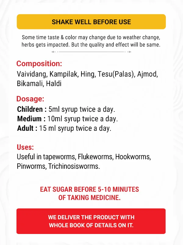 Ayurvedshakti Worm out Syrup | Ayurvedic Deworming Formula | Natural Stomach Care-3