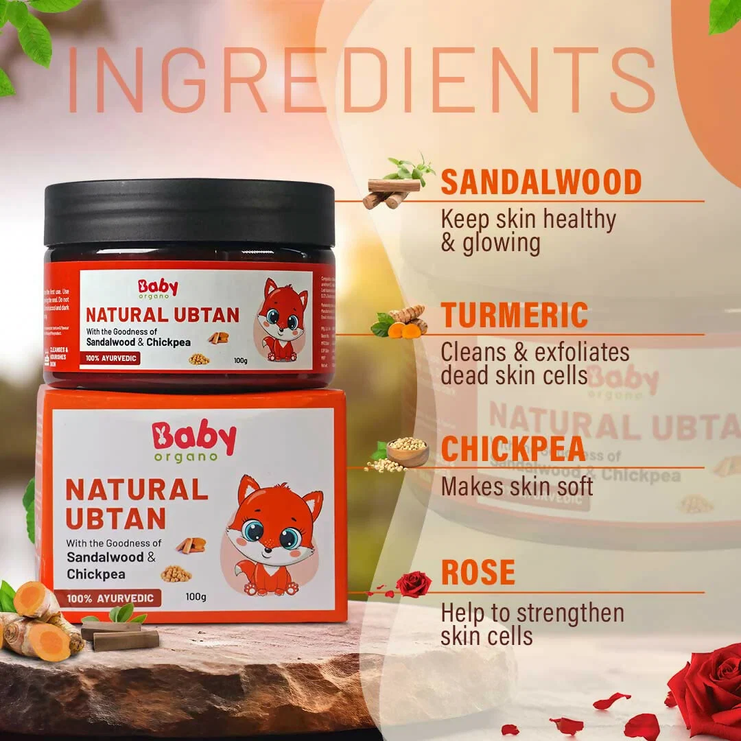 Babyorgano Natural Ubtan Face Pack | Ayurvedic Bath Powder | Skin Lightening and Tan Removal For Babies-2
