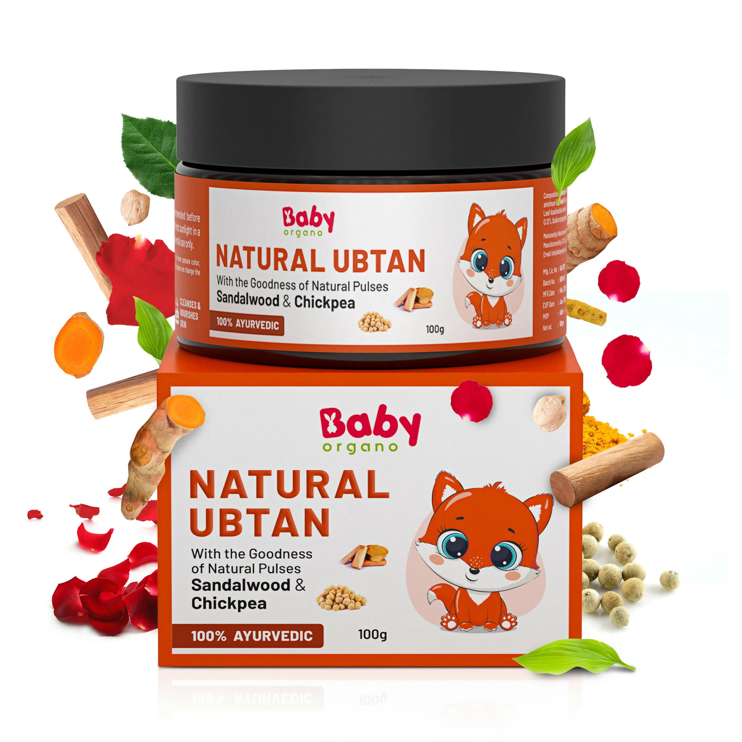 Babyorgano Natural Ubtan Face Pack | Ayurvedic Bath Powder | Skin Lightening and Tan Removal For Babies-1