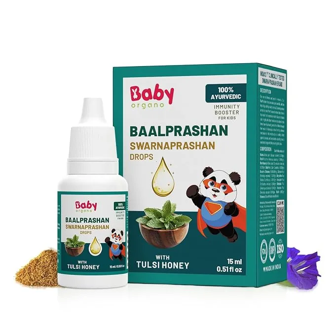 Babyorgano Swarnaprashan Drops (Baalprashan) | Ayurvedic Immunity Booster for Kids | 24K Gold & Herbal Formula-1
