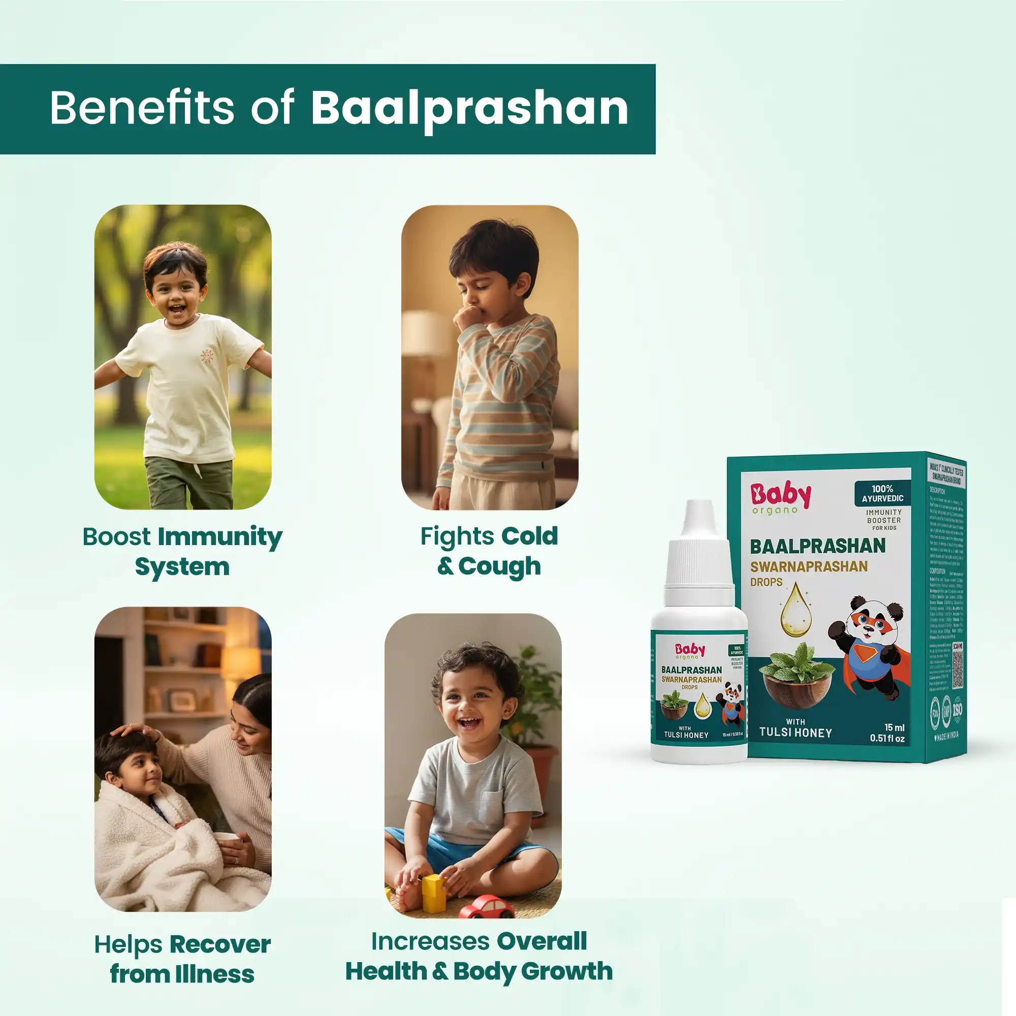 Babyorgano Swarnaprashan Drops (Baalprashan) | Ayurvedic Immunity Booster for Kids | 24K Gold & Herbal Formula-2