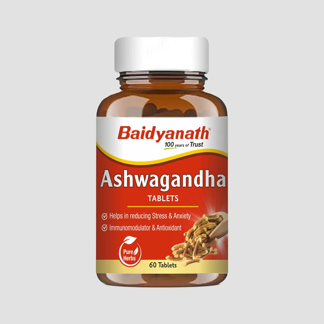 Baidyanath Ashwagandha Tablet | Ayurvedic Adaptogen for Stress Relief & Vitality