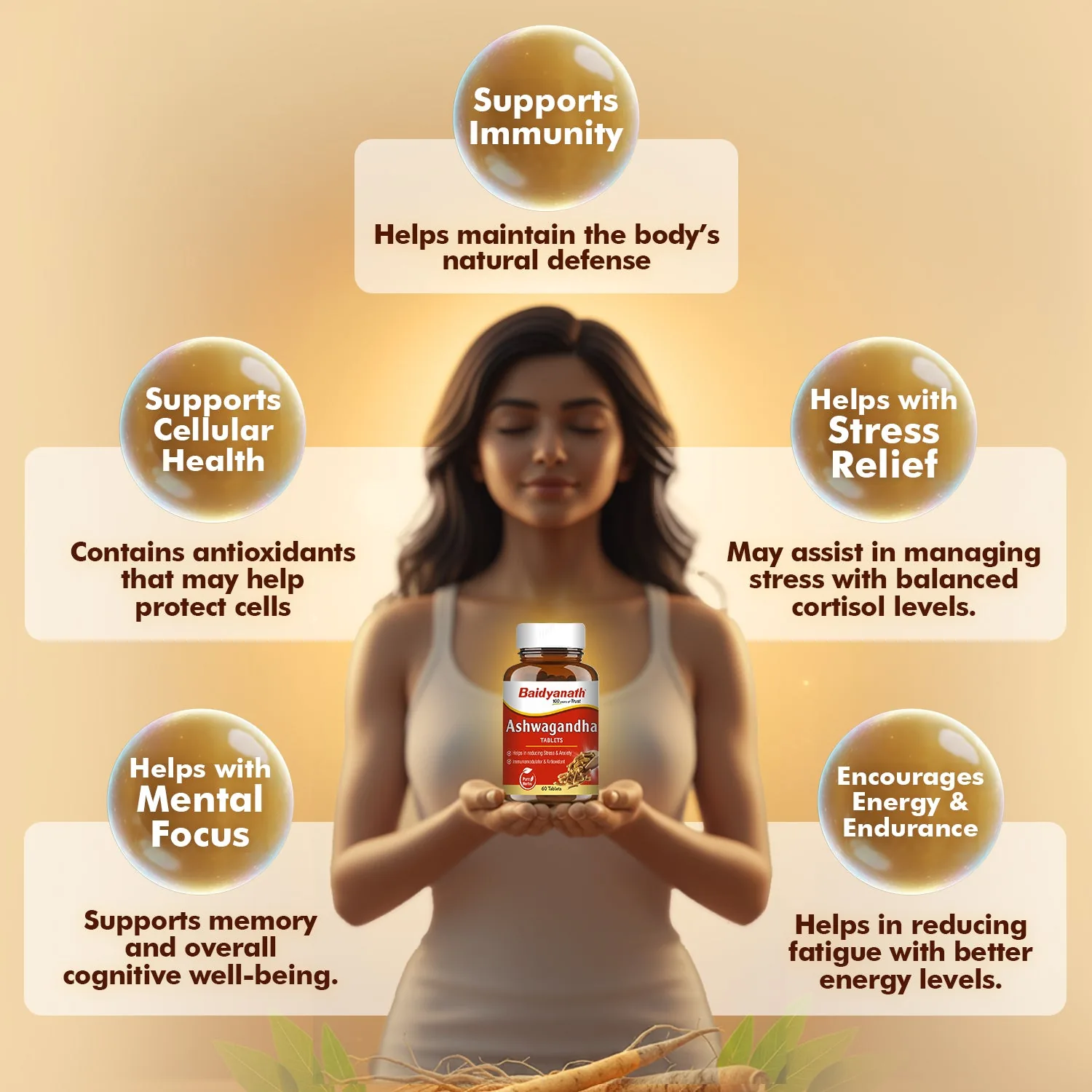 Baidyanath Ashwagandha Tablet | Ayurvedic Adaptogen for Stress Relief & Vitality-7