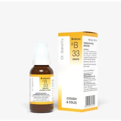 Bakson's Homeopathy B33 Drops | Natural Cough Relief | Bronchial & Throat Soother-1