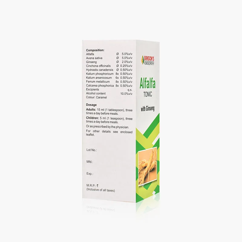 Bakson's Homeopathy Alfalfa Tonic with Ginseng | Natural Energy & Appetite Booster | Restorative Daily Health Syrup-1