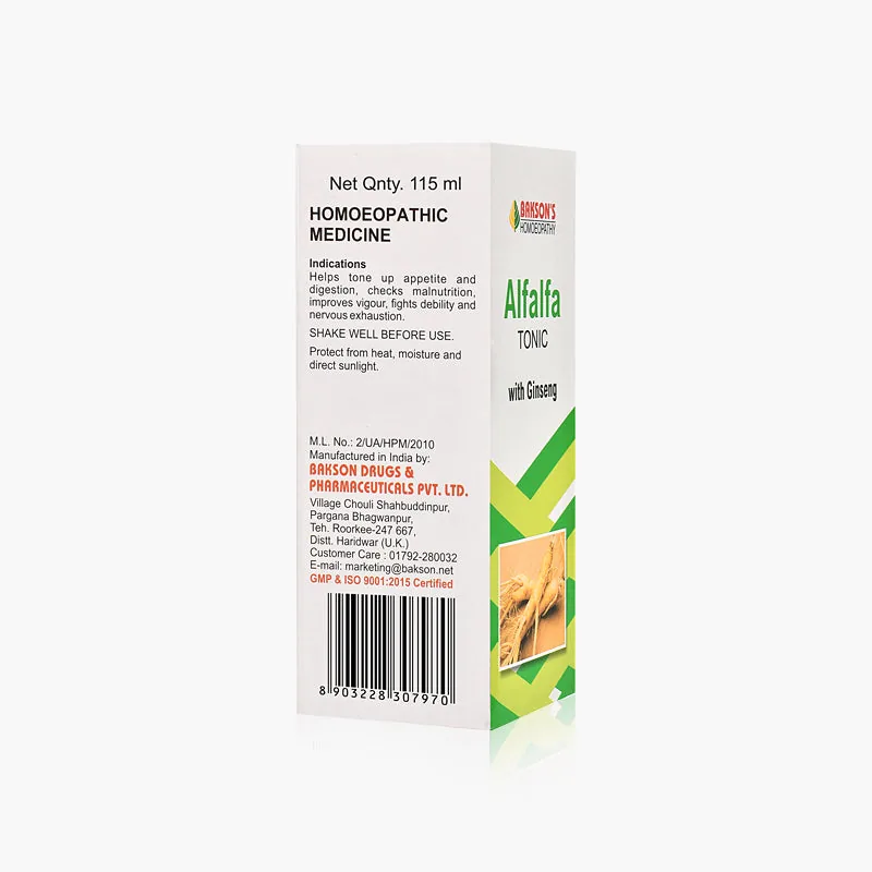 Bakson's Homeopathy Alfalfa Tonic with Ginseng | Natural Energy & Appetite Booster | Restorative Daily Health Syrup-2