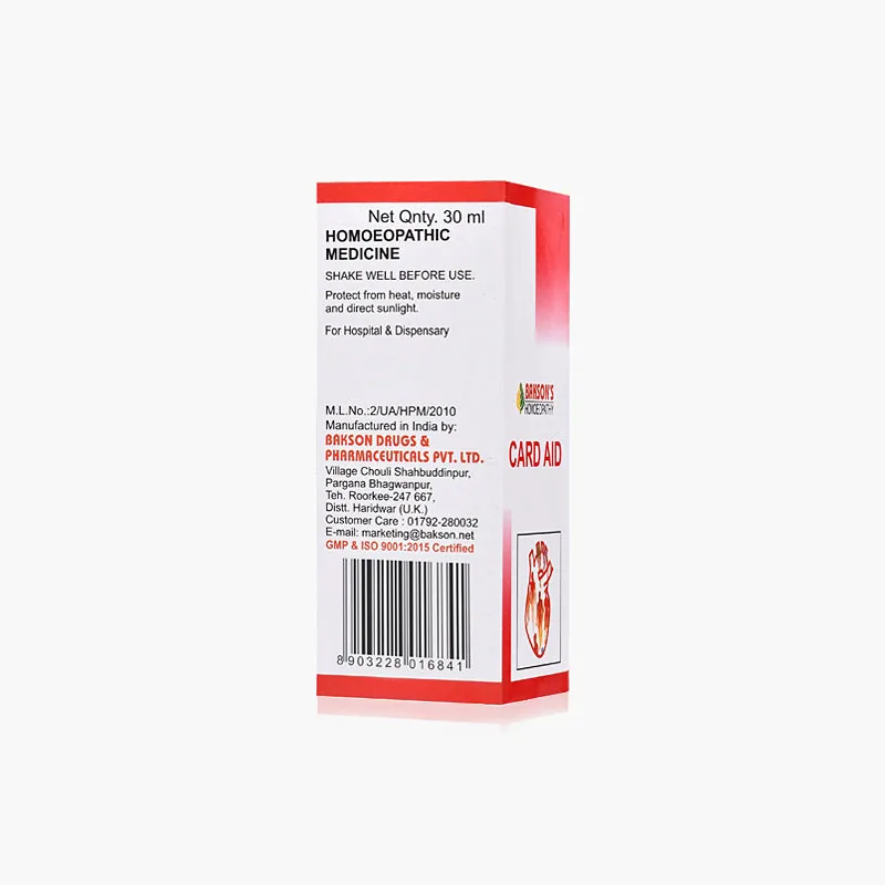 Bakson's Homeopathy Card Aid Drops | Cardiovascular Support Formula | Natural Heart Tonic-2