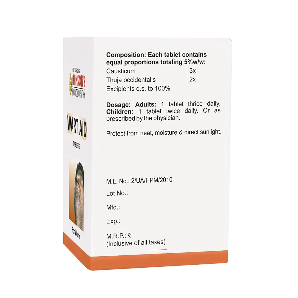 Bakson's Homeopathy Wart Aid Tablets | Natural Skin Care | Homeopathic Remedy for Warts-3