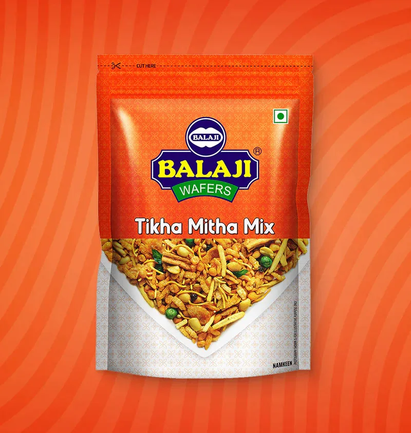 Balaji Wafers Tikha Mitha Mix | Traditional Indian Namkeen | Sweet & Spicy Savory Snack-2