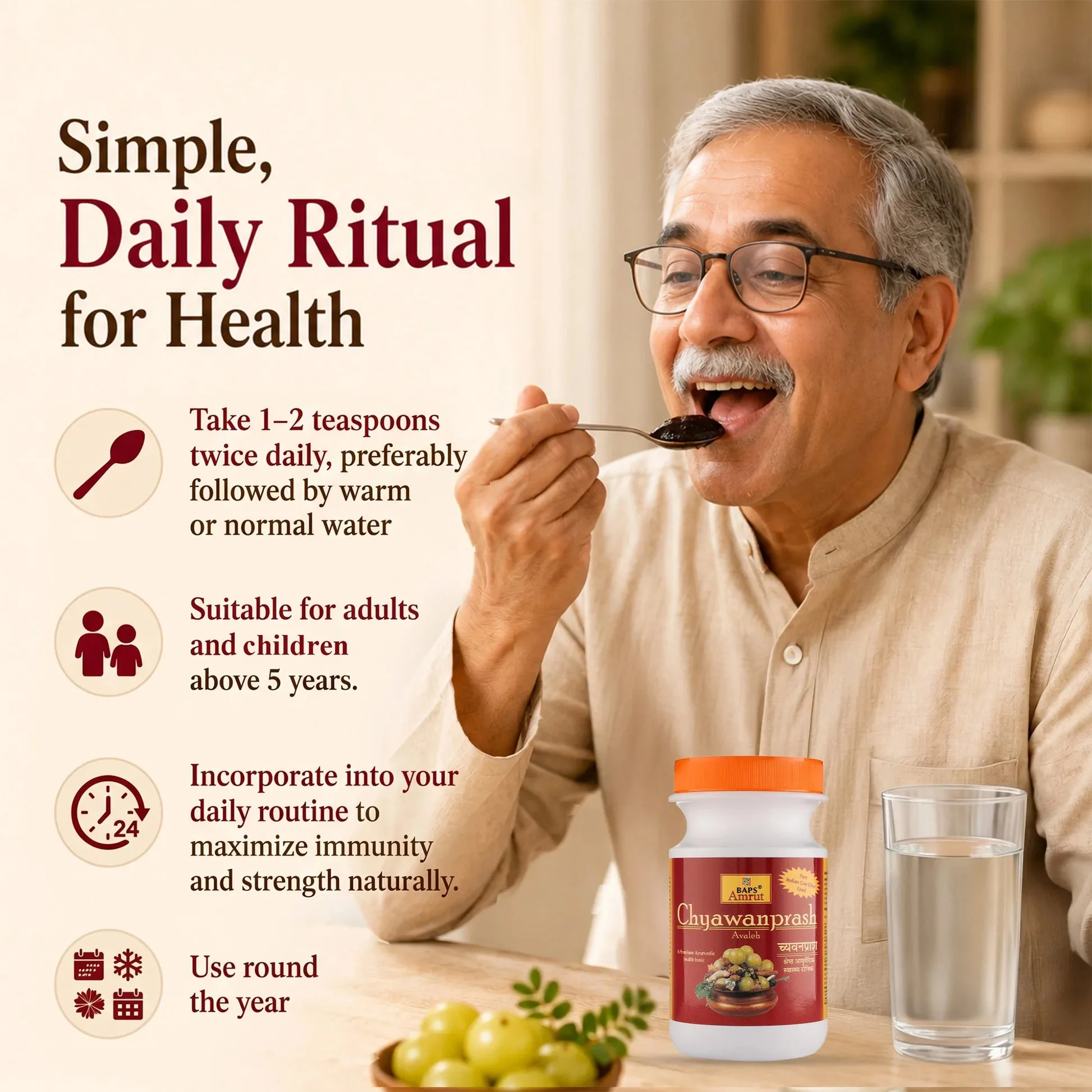 Baps Amrut Chyawanprash | Traditional Ayurvedic Immunity Tonic | Herbal Avaleha with Amla & Giloy-5