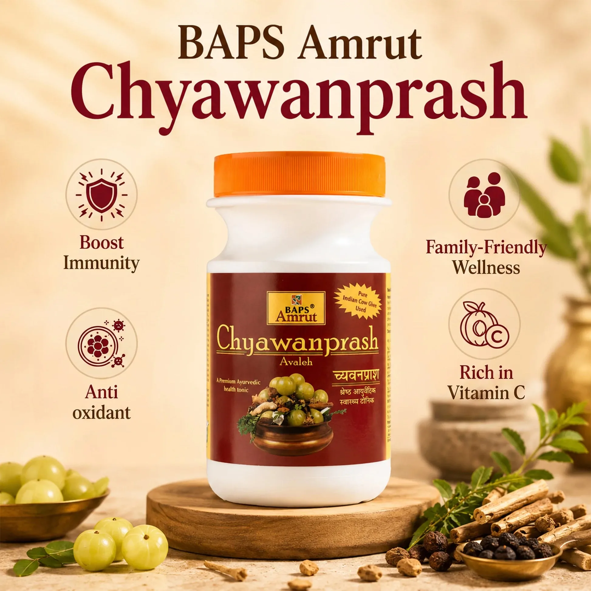 Baps Amrut Chyawanprash | Traditional Ayurvedic Immunity Tonic | Herbal Avaleha with Amla & Giloy-6