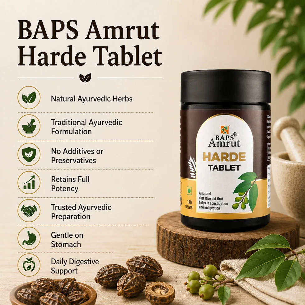 Baps Amrut Harde Tablet | Ayurvedic Digestive Support | Natural Haritaki Supplement-5